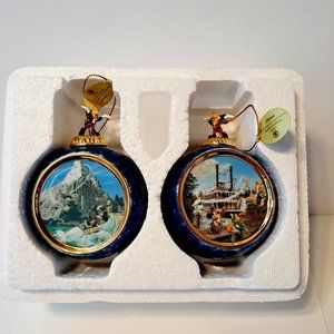 Mickey Ornaments MIB Bradford 68983 Exchange Matterhorn & Mark Twain Riverboat